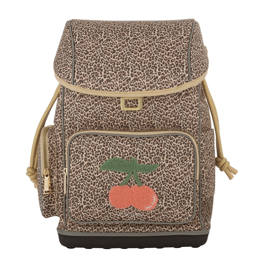 Ergonomic School Backpack - Leopard Cherry