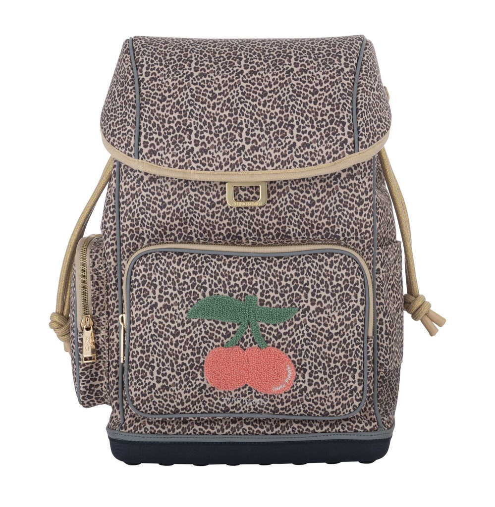 Ergonomic School Backpack - Leopard Cherry